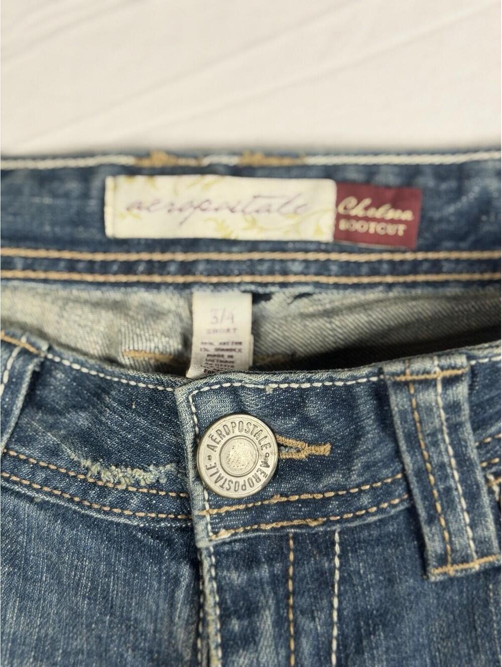 👖✨ Y2K Aeropostale Chelsea Bootcut Jeans 3/4 Short ✨👖 - Picture 5 of 16